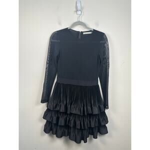 Alice+Olivia Chara Layered Ruffle Mini Dress Size 6 EUC Black
